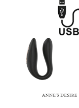Dual Pleasure - Vibratore per Coppia in Silicone con Telecomando da Polso Wireless Ricaricabile Nero