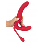 Strap On senza lacci Triple Teaser con Triplo Vibratore, Ricaricabile USB con Telecomando