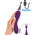 Slapping Orgasm Pen - Potente Stimolatore 2 in 1 con 2 Punte in Silicone Intercambiabili Ricaricabile USB Viola
