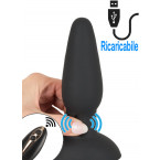 Cuneo Anale in Silicone con Effetto Thumping sul Gambo 15 x 4,3 cm. con Telecomando Ricaricabile con USB Nero
