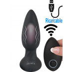 Cuneo anale pulsante in silicone nero con telecomando wireless 14 x 4,1 cm.