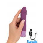 Mini Vibratore Realistico in Silicone Ricaricabile USB 14,3 x 3 cm. Violetto