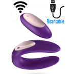 Satisfyer Double Plus Remote Vibratore per Coppia in Puro Silicone Ricaricabile USB con Telecomando