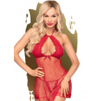 Babydoll con Ricami in Pizzo e Perizoma Incluso Rosso - Hot Baby