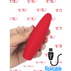 Red Hot Flame - Mini Vibratore in Silicone Impermeabile 11 x 3,2 cm. Rosso Ricaricabile USB