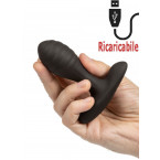 Cuneo Anale da Passeggio in Puro Silicone Nero con Rilievi Ricaricabile USB 8 x 3 cm.