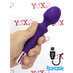 Massaggiatore vibratore in silicone viola ricaricabile USB 16,7 x 3,9 cm.