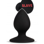 Cuneo anale in silicone nero con scritta "SLAVE" rossa 6,3 x 3,5 cm.