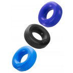 C-Ring 3-Pack - Set di 3 Anelli Fallici in Plus Silicone 5 cm. Blu Azzurro Nero