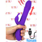 ROMAX - Vibratore Rabbit Riscaldante con Spinta in Silicone 24,45 x 4 cm. Ricaricabile USB Viola