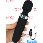 BE WANDED - Massaggiatore in Silicone 20 x 4,1 cm. Ricaricabile USB Nero