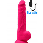 Vibratore Ultra Realistico in SIlicone Dual Density Ricaricabile USB 20 x 4,2 cm. Rosa Fluo