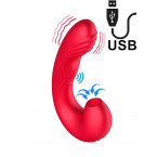 Shiva - Vibratore Punto G, Pulsazioni e Succhia Clitoride in Silicone 16,8 x 4 cm. Rosso Ricaricabile USB