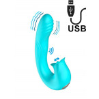 Hydra - Vibratore Punto G, Pulsazioni e Lecca Clitoride in Silicone 16,8 x 4 cm. Azzurro Ricaricabile USB