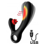 Vibratore riscaldante rabbit in puro silicone con lecca clitoride ricaricabile USB 18 x 3,5 cm.