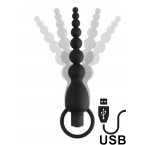 Marbe - Catena Anale Vibrante con 8 Sfere Progressive in Silicone 18 x 3,5 cm. Nero Ricaricabile USB