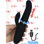 Squidy - Vibratore Rabbit in Silicone con Spinta e Perle Rotanti 24 x 3,5 cm. Ricaricabile con USB