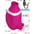 Succhia e lecca clitoride 2 in 1 in silicone rosa con lingua oscillante e funzione risucchio ricaricabile USB