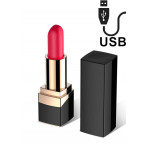 Lipstick Vibrator - Mini Vibratore a Forma di Rossetto Rosso in Silicone 9,2 x 2,2 cm. Ricaricabile USB