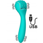 Gaya - Vibratore e Massaggiatore 2 in 1 in Silicone Azzurro Ricaricabile con USB