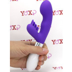 Vibratore rabbit in silicone viola con lingue lecca clitoride 21 x 3,4 cm.