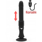 Vibratore in Silicone Nero con Spinta e Ventosa Ricaricabile con USB 27,5 x 3 cm.