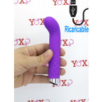 Mini vibratore Punto G in silicone viola con pulsazione ricaricabile USB 14 x 2,3 cm.