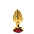 Plug Taboom S - Cuneo Anale in Metallo con Gemma Rossa 7 x 2,5 cm. Oro