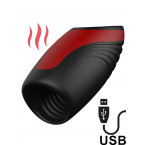 Mr Pleasure - Masturbatore Maschile Vibrante e Riscaldante con Risucchio in Silicone Ricaricabile USB Nero e Rosso