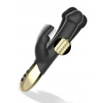 Vibratore Rabbit Rotante Nero Con Stimolatore Clitoride 22 x 3,2 cm