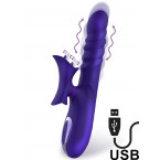 Vibratore Rabbit No. Fourteen con Lingue Lecca Clitoride in Silicone 26 x 3,6 cm. Ricaricabile USB