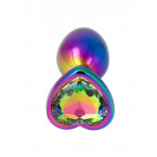 Plug Anale Multicolor con Pietra a Forma di Cuore 2,7 x 7,2 cm Taglia S
