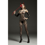Bodystocking Sensuale "NORA" Taglia Unica Elasticizzata (36-48) Nero