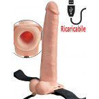 StrapOn cavo vibrante color carne ricaricabile USB 28,5 x 5,2 cm.