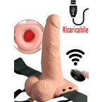 StrapOn cavo vibrante color carne con telecomando wireless ricaricabile USB 16 x 4,5 cm.