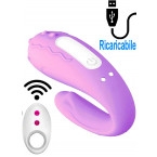 Vibratore per Coppia Doppio Motore Wireless 8,6 x 3,2 cm. in Silicone Lilla Ricaricabile USB