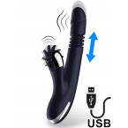 Vibratore Rabbit con Lingue Rotanti ed Effetto Spinta USB Ricaricabile 15 x 3,5 cm