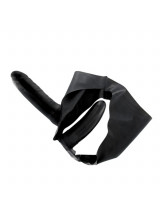 Slip Strap-On In Latex Nero Con 2 Falli (1 Interno)