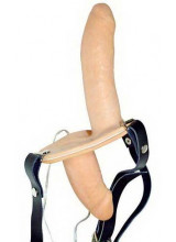 Strap-On Doppio Con 2 Vibratori In Lattice Indossabili Telecomandati 18 x 3,5 e 10 x 3,5 cm.