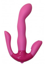 Vibratore Punto G con Stimolatore Clitoride ed Anale in Puro Silicone 18 x 3,5 cm.