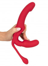 Strap On senza lacci Triple Teaser con Triplo Vibratore, Ricaricabile USB con Telecomando
