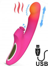 Vibratore Rabbit Enles con Spinta, Riscaldamento e Vibrazione Ricaricabile USB
