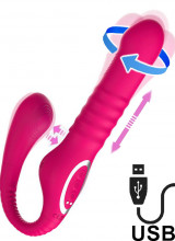 Strap-On Senza Lacci con Spinta, Pulsazione e Vibrazione in Silicone Rosa 