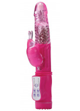 Vibratore Rabbit BUNNY PINKLY con Testa e Perle Rotanti 22 x 3,2 cm.