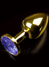Cuneo Anale in Metallo Color Oro con Gemma Viola Tipo Diamante 7,5 x 3 cm.