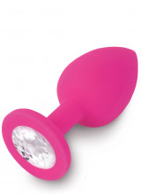 Cuneo Anale Fucsia in PURO SILICONE con Gemma Tipo Diamante 7,5 x 3 cm.