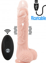 Vibratore Realistico con Spinta in Silicone con Telecomando Wireless 21 x 4,2 cm. color Carne