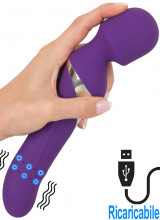 Vibratore con Perle Rotanti + Massaggiatore 2 Motori Ricaricabile USB in Puro Silicone 24 x 4,6 cm.