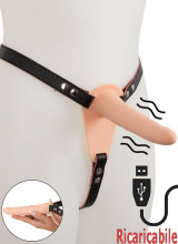 Strap On vibrante per donna in silicone color carne con cintura regolabile 15,7 x 3,8 cm.