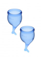 Set di 2 Coppette Mestruali in Silicone di Grado Medicale 15 e 20 ml. Blu